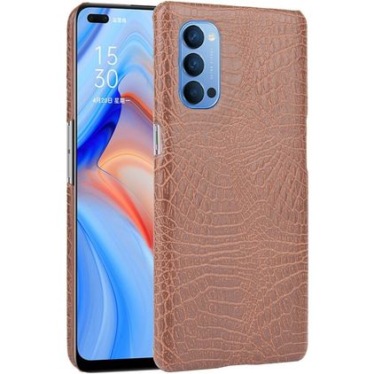 Mobigear Croco OPPO Reno 4 Hülle Hardcase Backcover - Braun