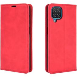 Mobigear Retro Slim Samsung Galaxy A12 Hülle Klapphülle Geldbörse - Rot