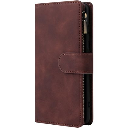 Mobigear Zipper Samsung Galaxy A51 Hülle Klapphülle Geldbörse - Braun