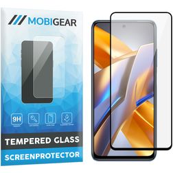 Mobigear Premium POCO M5s Panzerglas Displayschutz - Hüllenfreundlich - Schwarz