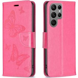Mobigear Butterfly Samsung Galaxy S24 Ultra Hülle Klapphülle Geldbörse - Rot