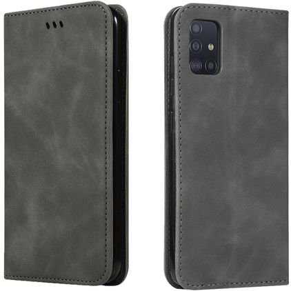 Mobigear Retro Slim Samsung Galaxy A51 Hülle Klapphülle - Grau