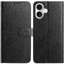 Mobigear Flowers iPhone 17 Hülle Klapphülle Geldbörse - Schwarz