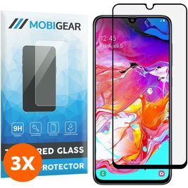 Mobigear Premium Samsung Galaxy A70 Panzerglas Gehärtetes Glas Displayschutz - Hüllenfreundlich - Schwarz (3er Pack)
