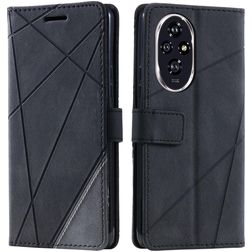 Mobigear Rhombus HONOR 200 Hülle Klapphülle Geldbörse - Schwarz