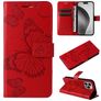Mobigear Butterfly iPhone 16 Pro Max Hülle Klapphülle Geldbörse - Rot