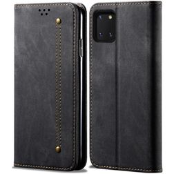 Mobigear Denim Slim Samsung Galaxy Note 10 Lite Hülle Klapphülle Geldbörse - Schwarz