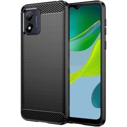 Mobigear Brushed Slim Motorola Moto E13 Hülle Flexibles TPU Backcover - Schwarz