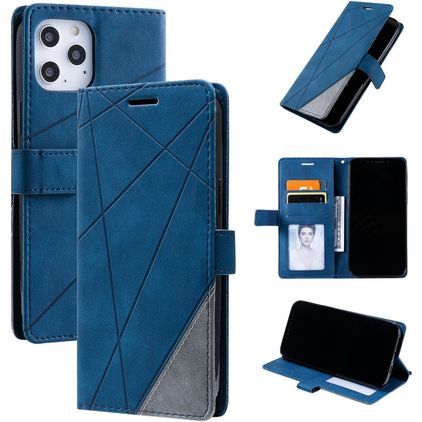 Mobigear Rhombus iPhone 12 Pro Max Hülle Klapphülle Geldbörse - Blau