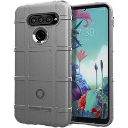 Mobigear Rugged Shield LG K51s Hülle Flexibles TPU Backcover Stoßfest - Grau