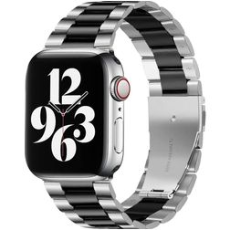 Mobigear Antwerp Edelstahl Apple Watch Armband Faltschließe - 42/41/40/38 mm - Schwarz / Silber