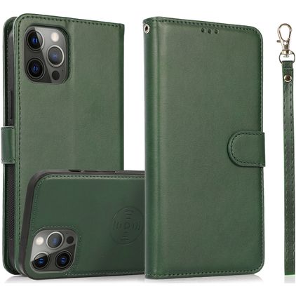 Mobigear Wallet iPhone 16 Pro Hülle Abnehmbare 2in1 Klapphülle Geldbörse - Grün