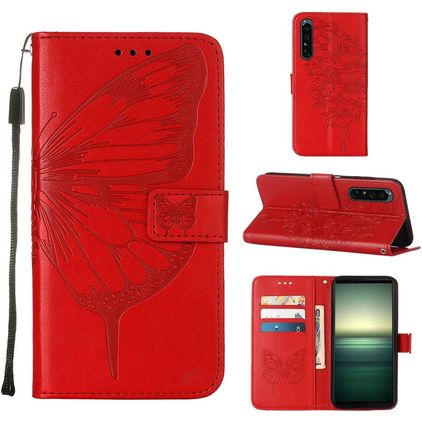 Mobigear Butterfly Sony Xperia 1 IV Klapphülle Portemonnaie - Rot