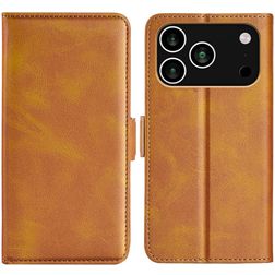 Mobigear Slim Magnet iPhone 17 Pro Hülle Klapphülle Geldbörse - Cognac