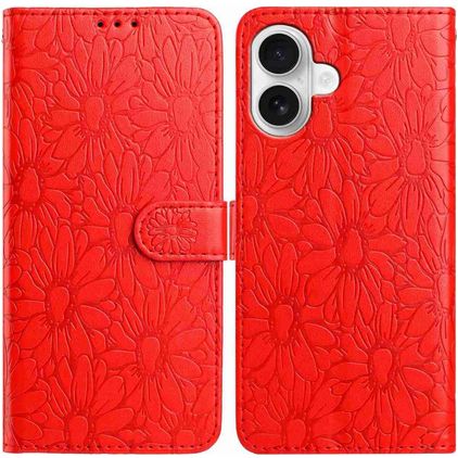 Mobigear Flowers iPhone 17 Hülle Klapphülle Geldbörse - Rot