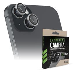 Striker Single Lens iPhone 15 Plus Panzerglas Gehärtetes Glas Kameralinsen Schutz - Hüllenfreundlich - Schwarz