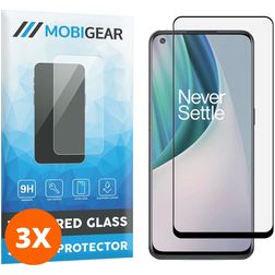 Mobigear Premium OnePlus Nord N10 5G Panzerglas Displayschutz - Hüllenfreundlich - Schwarz (3er Pack)
