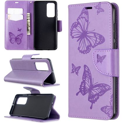 Mobigear Butterfly Huawei P40 Hülle Klapphülle Geldbörse - Lila