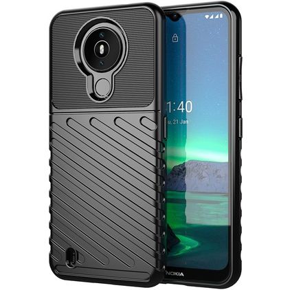 Mobigear Groove Nokia 1.4 Hülle Flexibles TPU Backcover - Schwarz