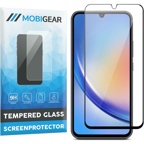 Mobigear Premium Samsung Galaxy A34 Panzerglas Gehärtetes Glas Displayschutz - Hüllenfreundlich - Schwarz