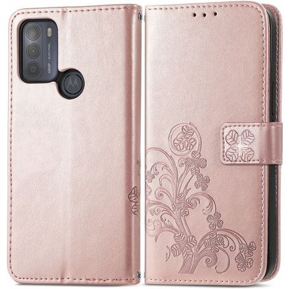 Mobigear Clover Motorola Moto G50 Klapphülle Portemonnaie - Roségold