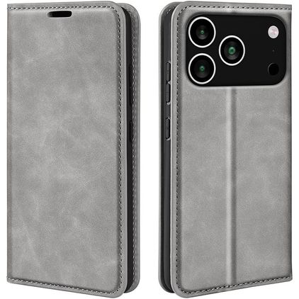 Mobigear Retro Slim iPhone 18 Pro Max Hülle Klapphülle Geldbörse - Grau