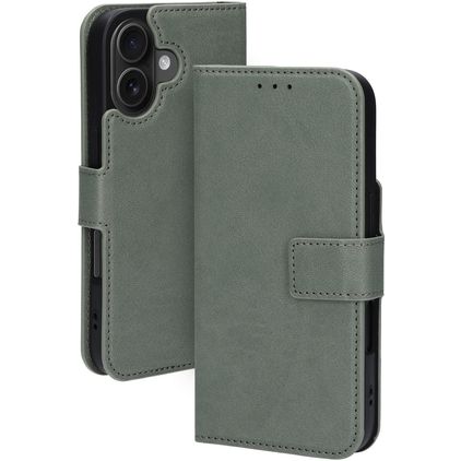 Mobiparts Classic Wallet MagSafe iPhone 16 MagSafe Hülle Klapphülle Geldbörse - Stone Green