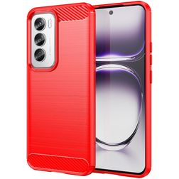 Mobigear Brushed Slim OPPO Reno 12 Pro Hülle Flexibles TPU Backcover - Rot