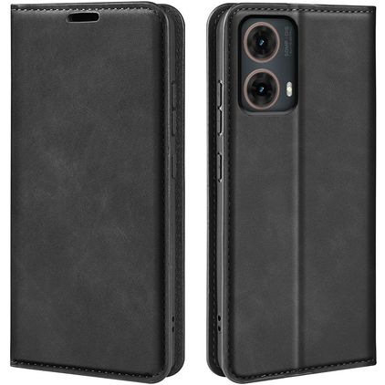Mobigear Retro Slim Motorola Moto G85 Hülle Klapphülle Geldbörse - Schwarz