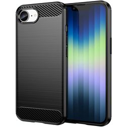 Mobigear Brushed Slim iPhone 16e Hülle Flexibles TPU Backcover - Schwarz