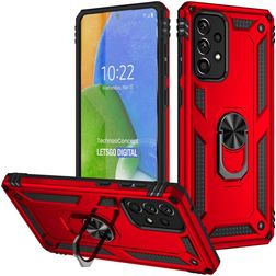 Mobigear Armor Ring Samsung Galaxy A73 Hülle Hardcase Backcover Stoßfest mit Ringhalter - Rot