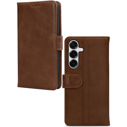 Mobilize Wallet Samsung Galaxy S25 Plus Hülle Echtes Leder Klapphülle Geldbörse - Braun