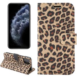 Mobigear Leopard iPhone 13 Mini Hülle Klapphülle Geldbörse - Gelb