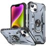 Mobigear Armor Ring iPhone 14 Plus Hülle Hardcase Backcover Stoßfest mit Ringhalter - Grau
