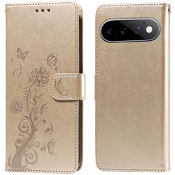 Mobigear Flowers Google Pixel 11 Pro Hülle Klapphülle Geldbörse - Gold