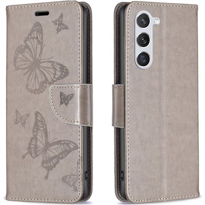 Mobigear Butterfly Samsung Galaxy S23 Klapphülle Portemonnaie - Grau