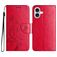 Mobigear Flowers iPhone 16 Hülle Klapphülle Geldbörse - Rot