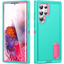 Mobigear Rugged Stand Samsung Galaxy S23 Ultra Hülle Hardcase Backcover Stoßfest mit Ständer - Türkis