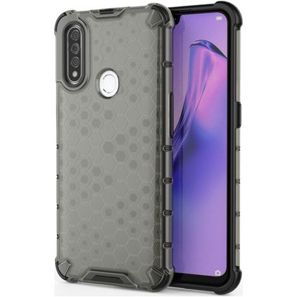 Mobigear Honeycomb OPPO A31 Hülle Hardcase Backcover Stoßfest - Grau