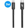 Mobigear Nylon USB-C auf Apple Lightning MFI Kabel 3 Meter - Schwarz
