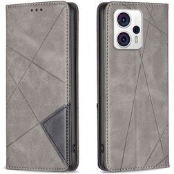 Mobigear Rhombus Slim Motorola Moto G53 5G Hülle Klapphülle - Grau