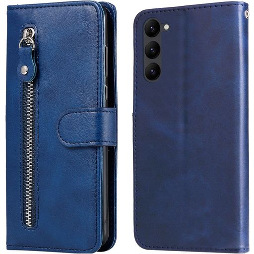 Mobigear Zipper Samsung Galaxy S23 Hülle Klapphülle Geldbörse - Blau