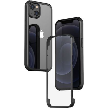 Valenta Full Cover iPhone 14 Plus Hülle Gehärtetes Glas Backcover Stoßfest - Transparent / Schwarz