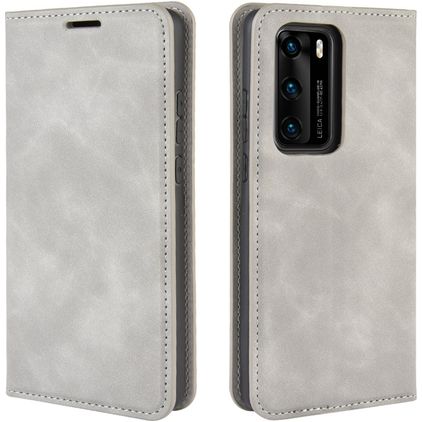 Mobigear Retro Slim Huawei P40 Hülle Klapphülle Geldbörse - Grau