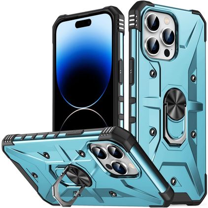 Mobigear Armor Ring iPhone 14 Pro Max Hülle Hardcase Backcover Stoßfest mit Ringhalter - Blau