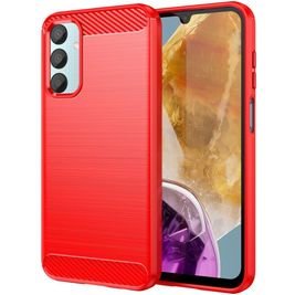 Mobigear Brushed Slim Samsung Galaxy M15 Hülle Flexibles TPU Backcover - Rot