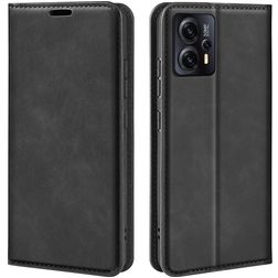 Mobigear Retro Slim Motorola Moto E13 Hülle Klapphülle Geldbörse - Schwarz