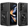 Mobigear Armor Ring Cam Slide Samsung Galaxy Z Fold 8 Ultra Hülle Hardcase Backcover Stoßfest mit Ringhalter und Kamera Slider - Schwarz