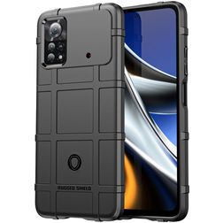 Mobigear Rugged Shield POCO X4 Pro 5G Hülle Flexibles TPU Backcover Stoßfest - Schwarz