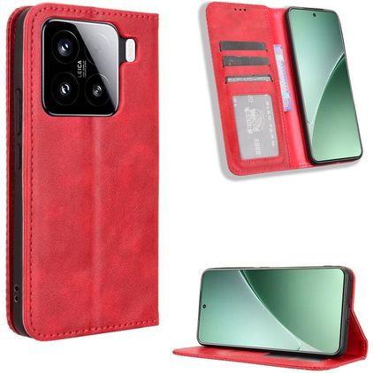 Mobigear Sensation Xiaomi 15 Pro Hülle Klapphülle Geldbörse - Rot